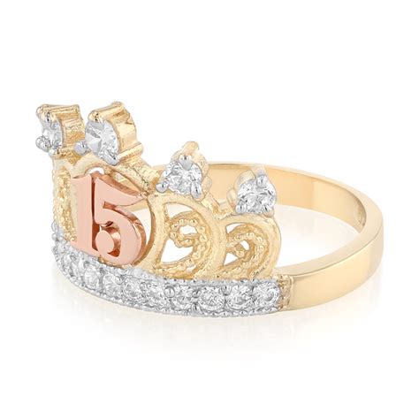 gold quinceanera rings|More.